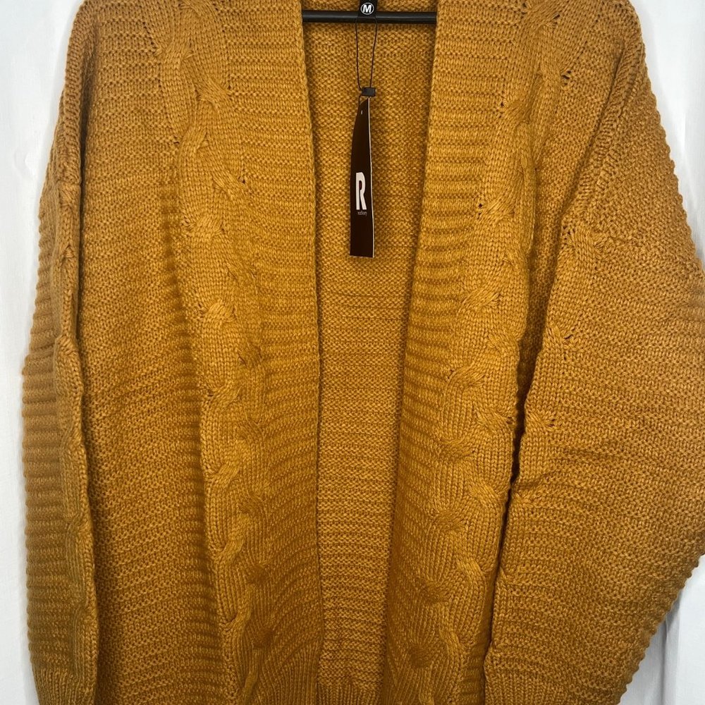 Women's Soft Knit Camel Cardigans with Chunky Sleeves and an Open Front.